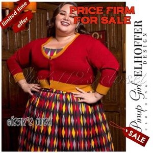Pinup Couture x Elhoffer Design House Red & Gold Crop Cardigan HP Gryffindor 4X